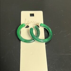 Green Hoop Earrings